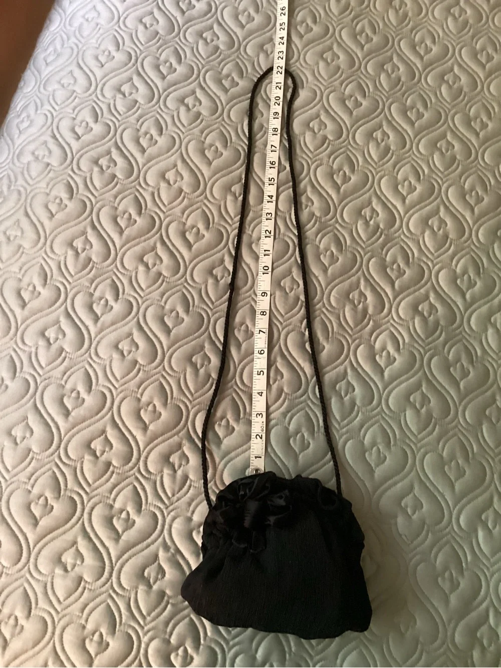 Boutique, fun, dressy Black Satin Clutch w/shoulder strap